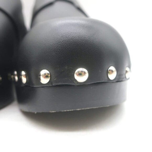 Hermes Calya Studded Clog Mules Black Leather Size 39 - Picture 7 of 13